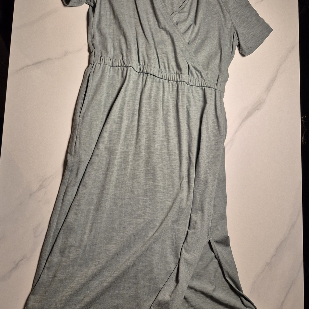 George Women's Midi Wrap Dress in Soft Gray